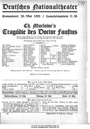 Ch. Marlowe's Tragödie des Doctor Faustus