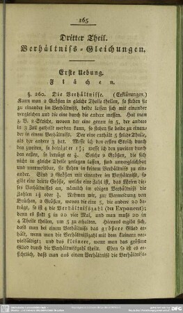 Dritter Theil. Verhältniss = Gleichungen