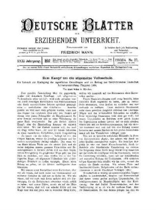 Zum Kampf um die allgemeine Volksschule : ein Versuch zur Klarlegung der eigentlichen Grundfragen und ein Beitrag zur bevorstehenden Deutschen Lehrerversammlung Pfingsten 1904