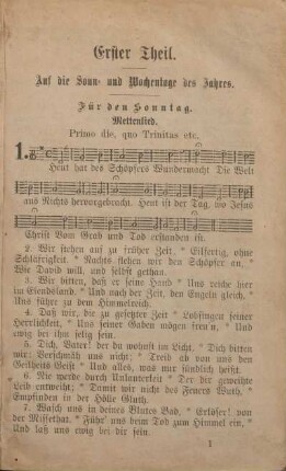 Erster Theil. Auf die Sonn- und Wochentage des Jahres.