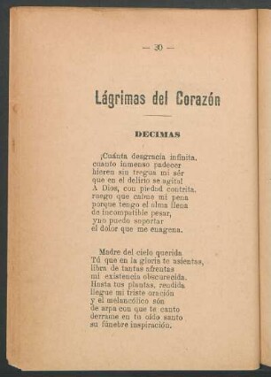 Lágrimas del corazón : Décimas