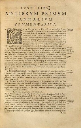 Ivsti Lipsi[i] Ad Annales Cor. Taciti Liber Commentarivs Variis in locis vtiliter auctus