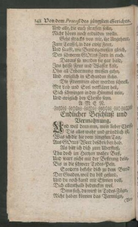 Endlicher Beschluß und Vermahnung