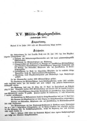 XV. Militär-Angelegenheiten