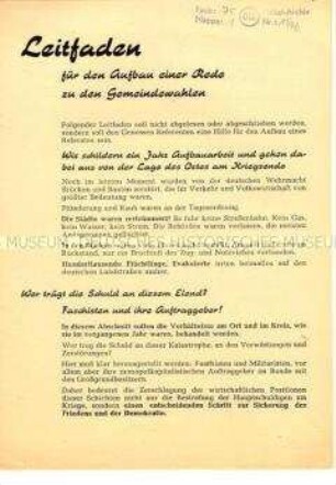 Anleitung für den Aufbau einer Rede zu den Gemeindewahlen 1946