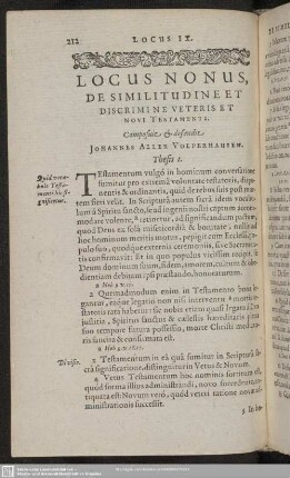 Locus Nonus, De Similitudine Et Discrimine Veteris Et Novi Testamenti