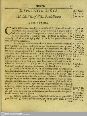 Disputatio Sexta. Ad Lib. VII. & VIII. Pandectarum