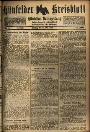 Zweite Ausgabe vom Samstag, den 10. Mai 1930.