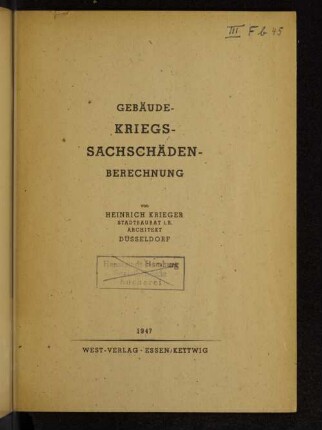 Gebäude-Kriegs-Sachschäden-Berechnung