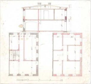Reiffenstuel, Michael; Gebäudeentwürfe - Grundrisse, Schnitt