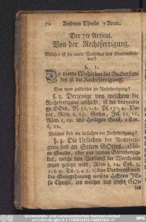Der 7te Articul. Von der Rechtfertigung.