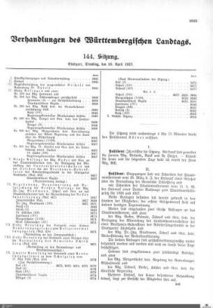 144. Sitzung, Stuttgart, 26.4.1927