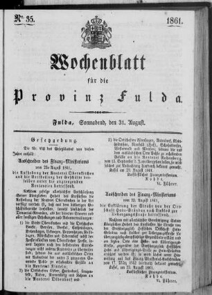 Nr. 35, Ausgabe vom 31. August 1861