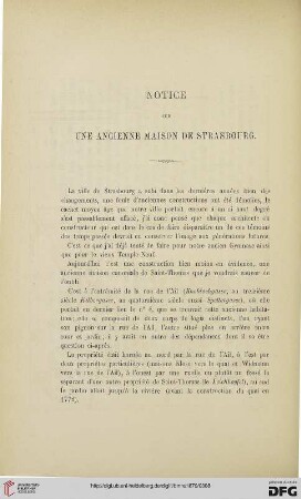 2.Ser. 10.1876/78: Notice sur une ancienne maison de Strasbourg