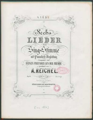 H. 1: Sechs Lieder für eine Sing-Stimme mit Pianoforte Begleitung
