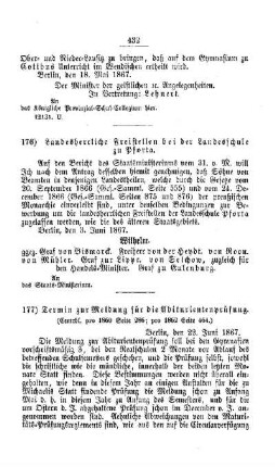 Termin zur Meldung für die Abiturientenprüfung : [III. Gymnasien und Real-Schulen]