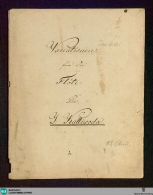 Variations - Don Mus.Ms. 961 : fl, orch; G; StrK WoO 2.23