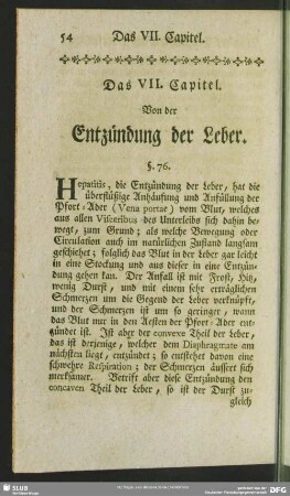 Das VII. Capitel. Von der Entzündung der Leber