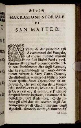 Narrazione Storiale Di San Matteo.