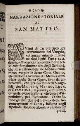 Narrazione Storiale Di San Matteo.