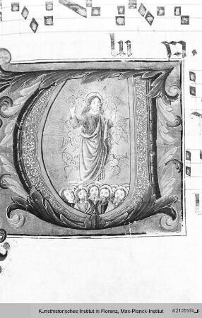 Graduale : Historisierte Initiale V(iri Galilei): Himmelfahrt Christi