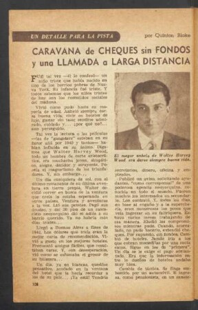 Caravana de cheques sin fondos y una llamada a larga distancia : Un detalle para la pista