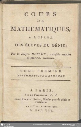 1: Arithmétique et Algebre