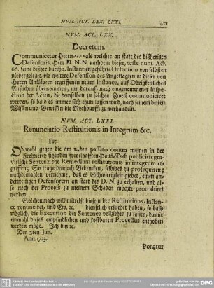 Num. Act. LXX. Decretum