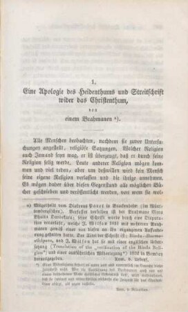 389-410 Eine Apologie des Heidenthums und Streitschrift wider das Christenthum, von einem Brahmanen