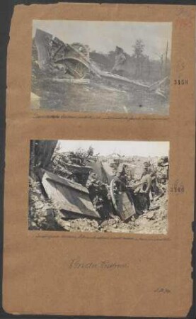 Durch deutsche Artillerie zerstörte und nachher eroberte feindliche Feldgeschütze