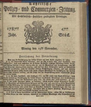 47tes Stueck, Montag den 19ten November. 1787