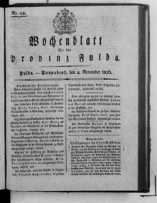 Nr. 44, Ausgabe vom 4. November 1826