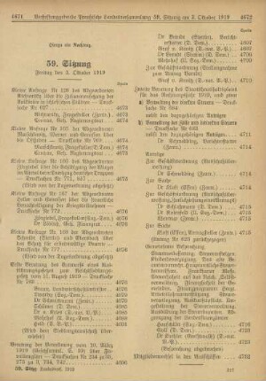 59. Sitzung, Freitag den 3. Oktober 1919