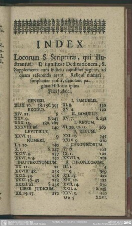 Index Locorum S. Scripturae, qui illustrantur