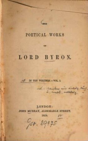The poetical works of Lord Byron : In 10 vol., 1