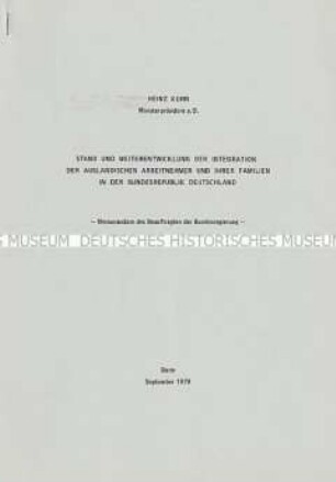 Memorandum des Beauftragten der Bundesregierung - Sachkonvolut