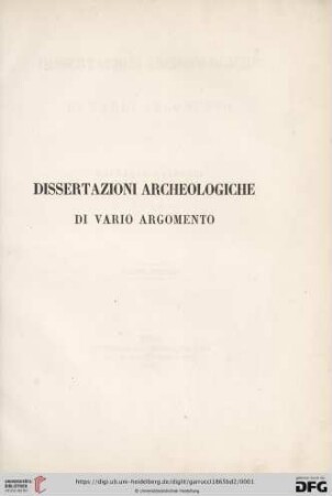 Band 2: Dissertazioni archeologiche di vario argomento