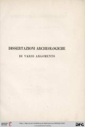 Band 2: Dissertazioni archeologiche di vario argomento
