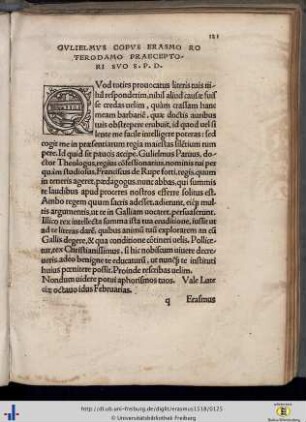 Erasmus - Gulielmus Copus Medicus regius.