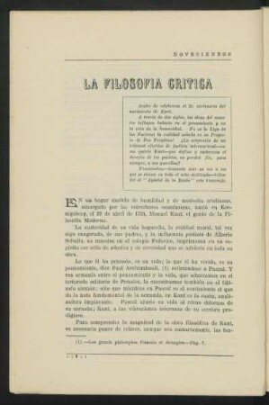 La filosofía crítica