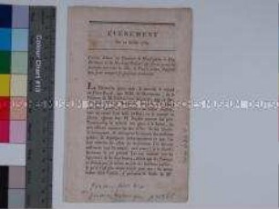 Gravures historiques des Jean-François Janinet - Bericht über die Reaktion der Pariser Bevölkerung auf die Verbannung Jacques Neckers