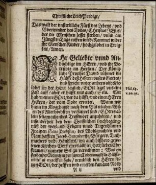 Christliche LeichPredigt