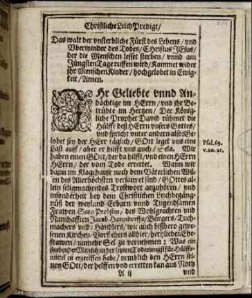Christliche LeichPredigt