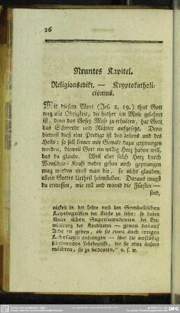 Neuntes Kapitel. Religionsedikt - Kryptokatholicismus