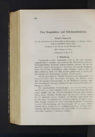 Über Koagulation und Teilchenattraktion.