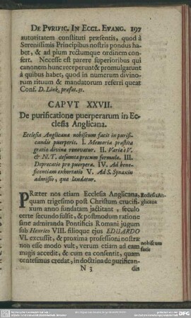 Caput XXVII. De purificatione puerperarum in Ecclesia Anglicana
