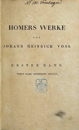 Homers Werke, 1. Ilias : I-XII Gesang : mit einer Karte von Troja