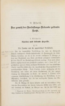 II. Theil. Das gemäß der Verfassungs-Urkunde geltende Recht