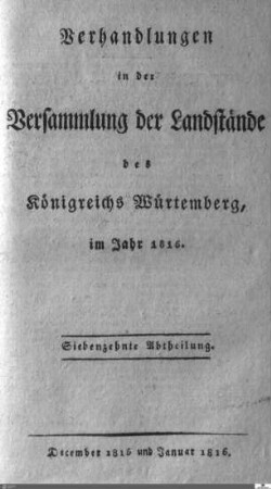 36: Ständeversammlung, Protokolle 1815-1816, Bd. 17