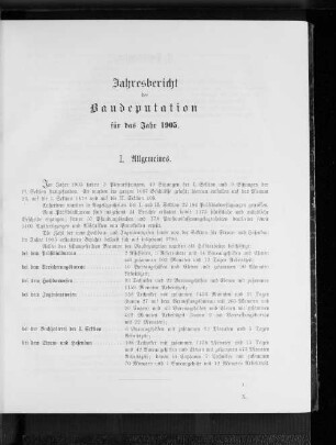 Jahresbericht der Baudeputation für das Jahr 1905.